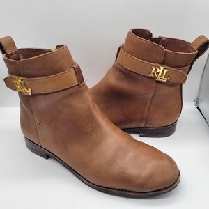 Lauren Ralph Lauren Women's Briele Booties Size 6.5 Color Camel Leather